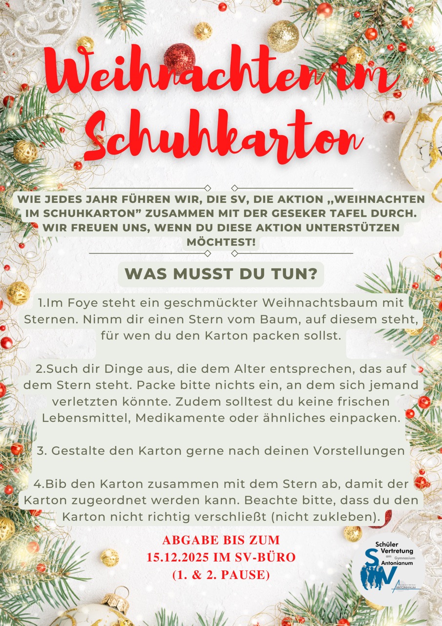 25.10. Gestalte die Weihnachtskarte des Antonianum